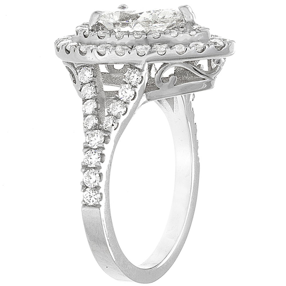 Pear Shape Double Halo Ring